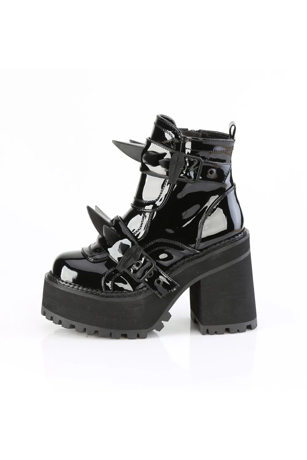 Demonia Cult - ASSAULT-72 platform ankle boot vinyl | Dark Ages