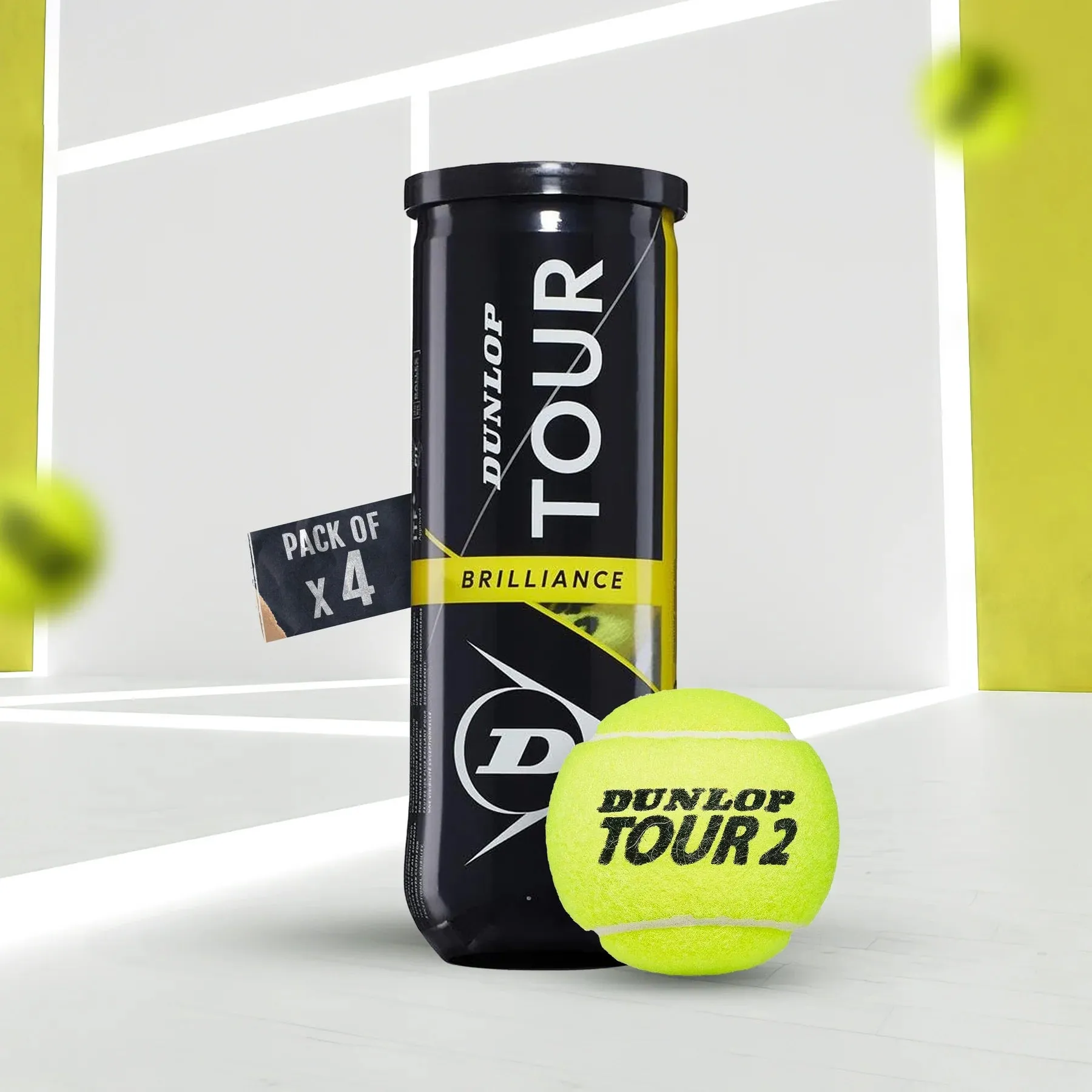 Dunlop Tour Brilliance Tennis Balls Can (12 Balls)