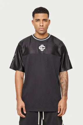 EMBLEM MESH BASKETBALL T-SHIRT - BLACK