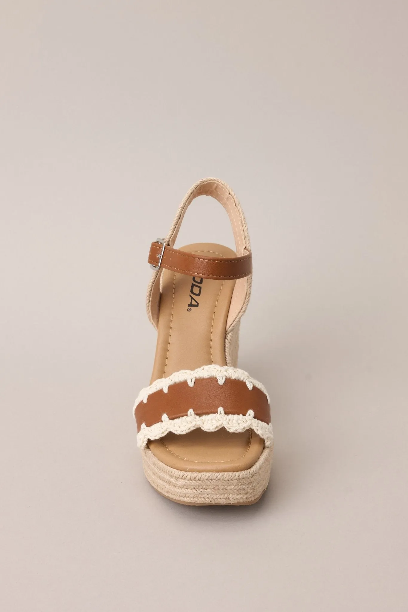 Escape to Sea Tan Scalloped Espadrille Wedge Sandals