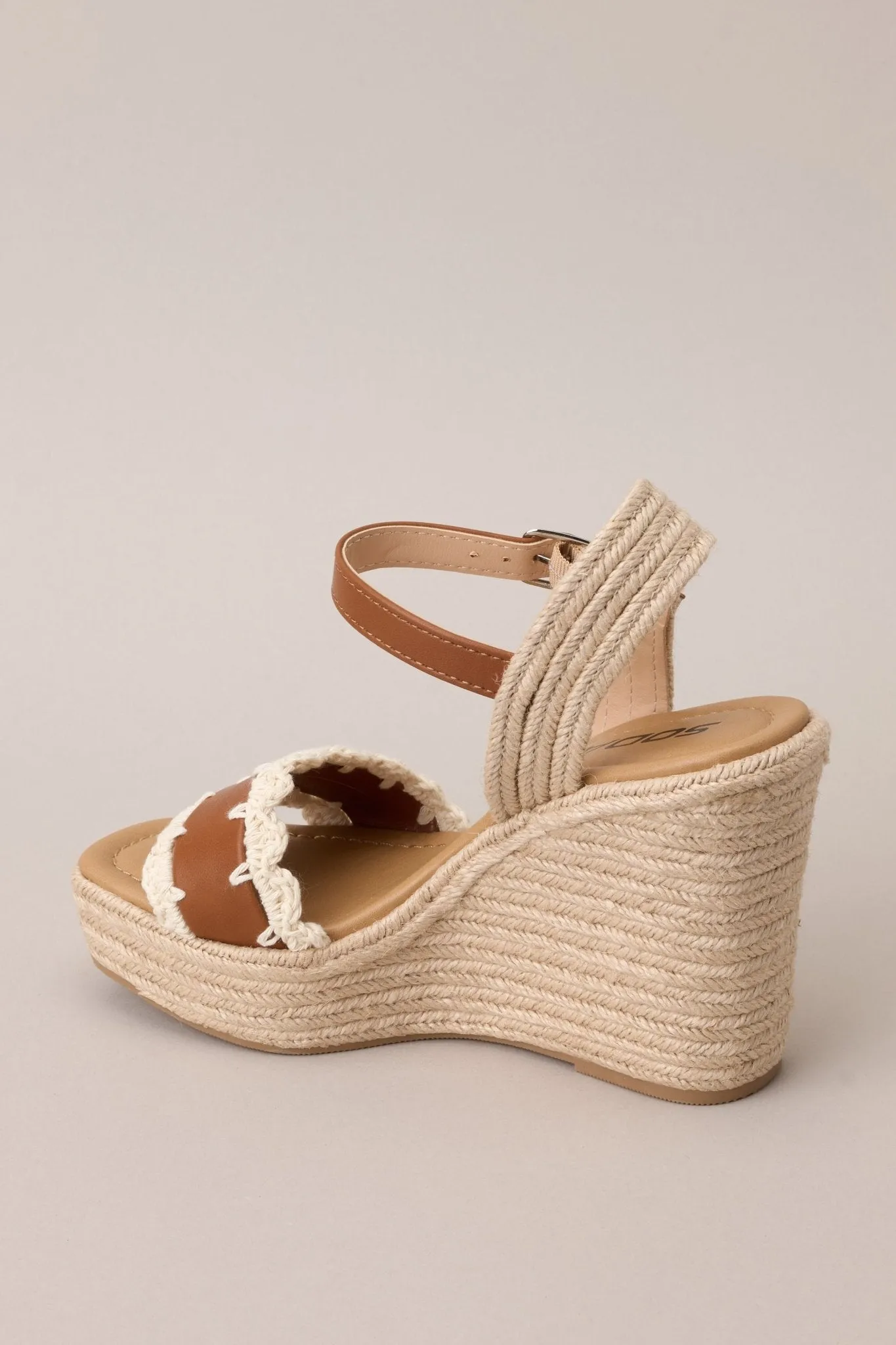 Escape to Sea Tan Scalloped Espadrille Wedge Sandals