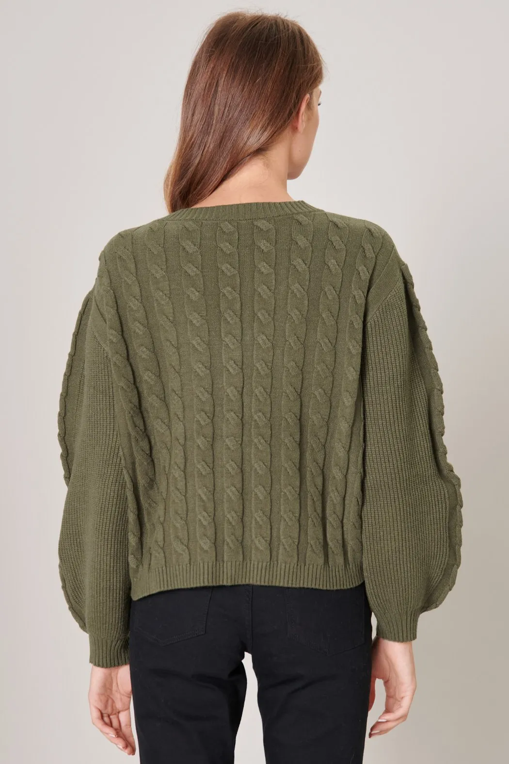 Fern Cropped Cable Knit Cardigan