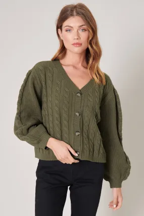 Fern Cropped Cable Knit Cardigan