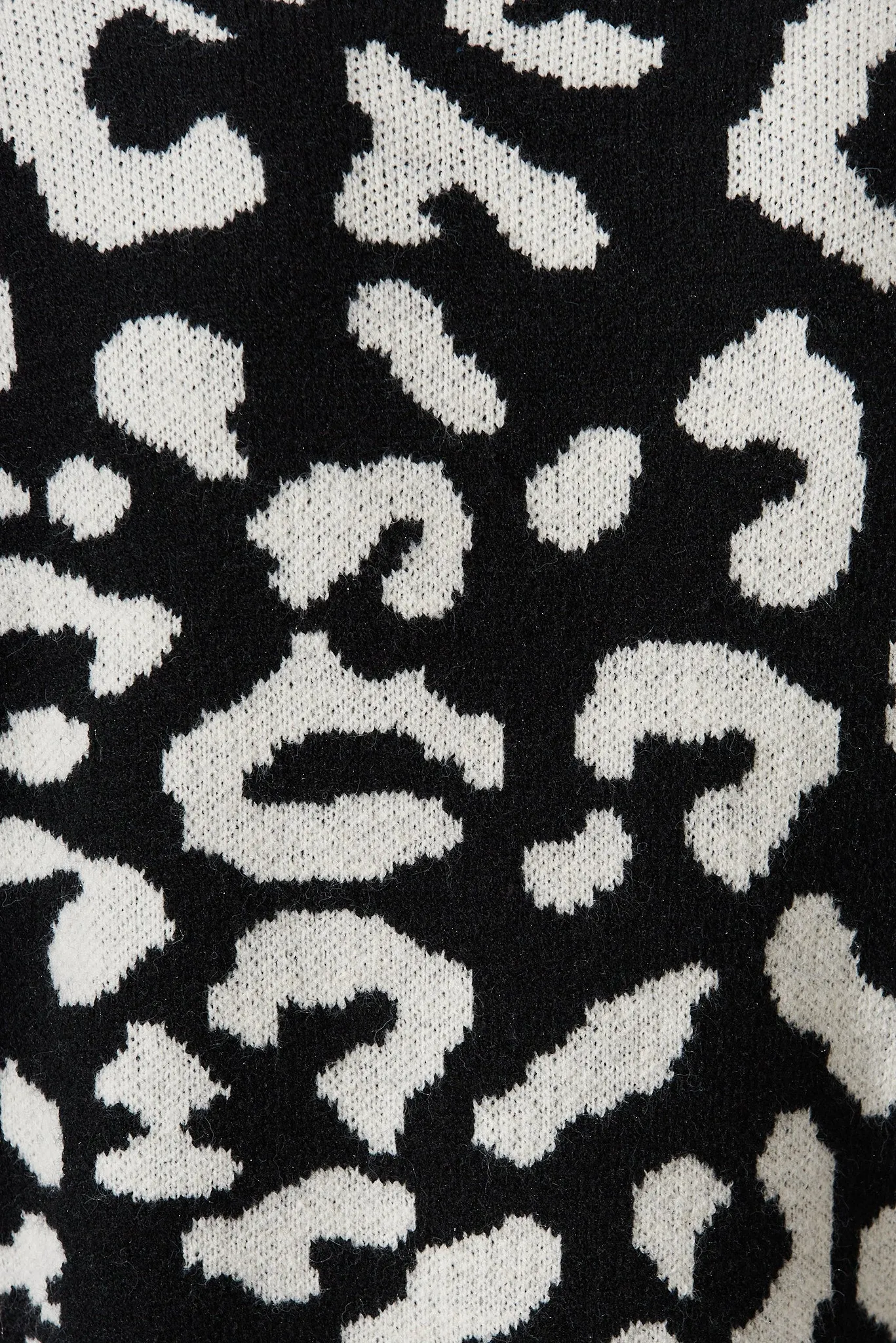 Finsbury Knit Cardigan In Black With White Leopard Wool Blend