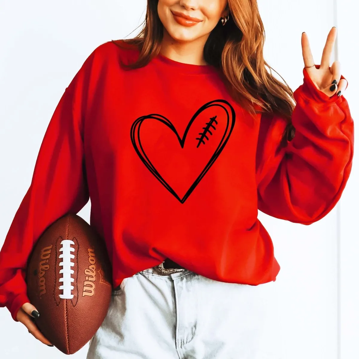 Football Heart Wholesale Sweatshirt - Quick Shipping