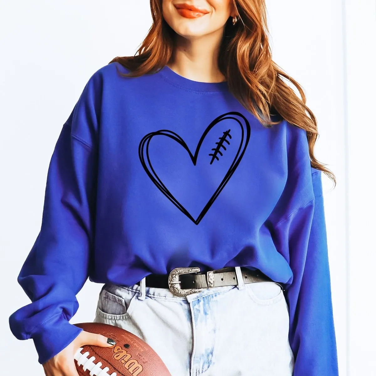 Football Heart Wholesale Sweatshirt - Quick Shipping