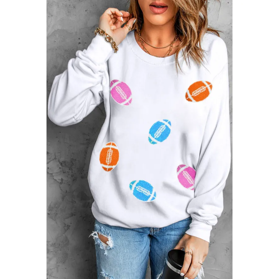 Football Round Neck Long Sleeve Sweatshirt