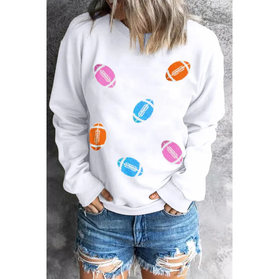 Football Round Neck Long Sleeve Sweatshirt