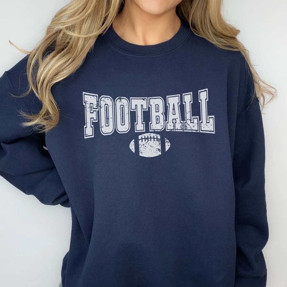 Football With Distressed Football Wholesale Sweatshirt - Fast Shipping