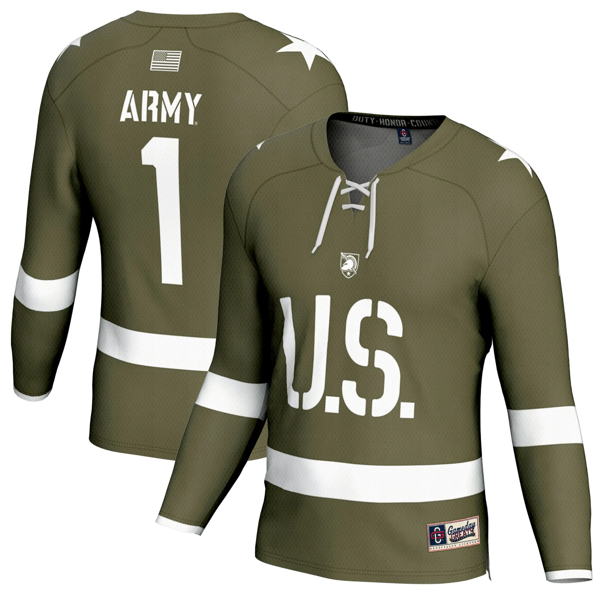 GameDay Greats #1 Army Black Knights Youth Olive Ice Hockey Fashion Jersey