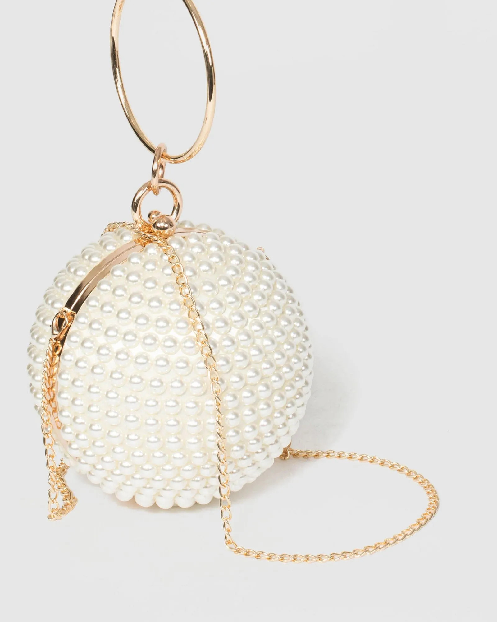 Gold Miley Pearl Round Clutch Bag