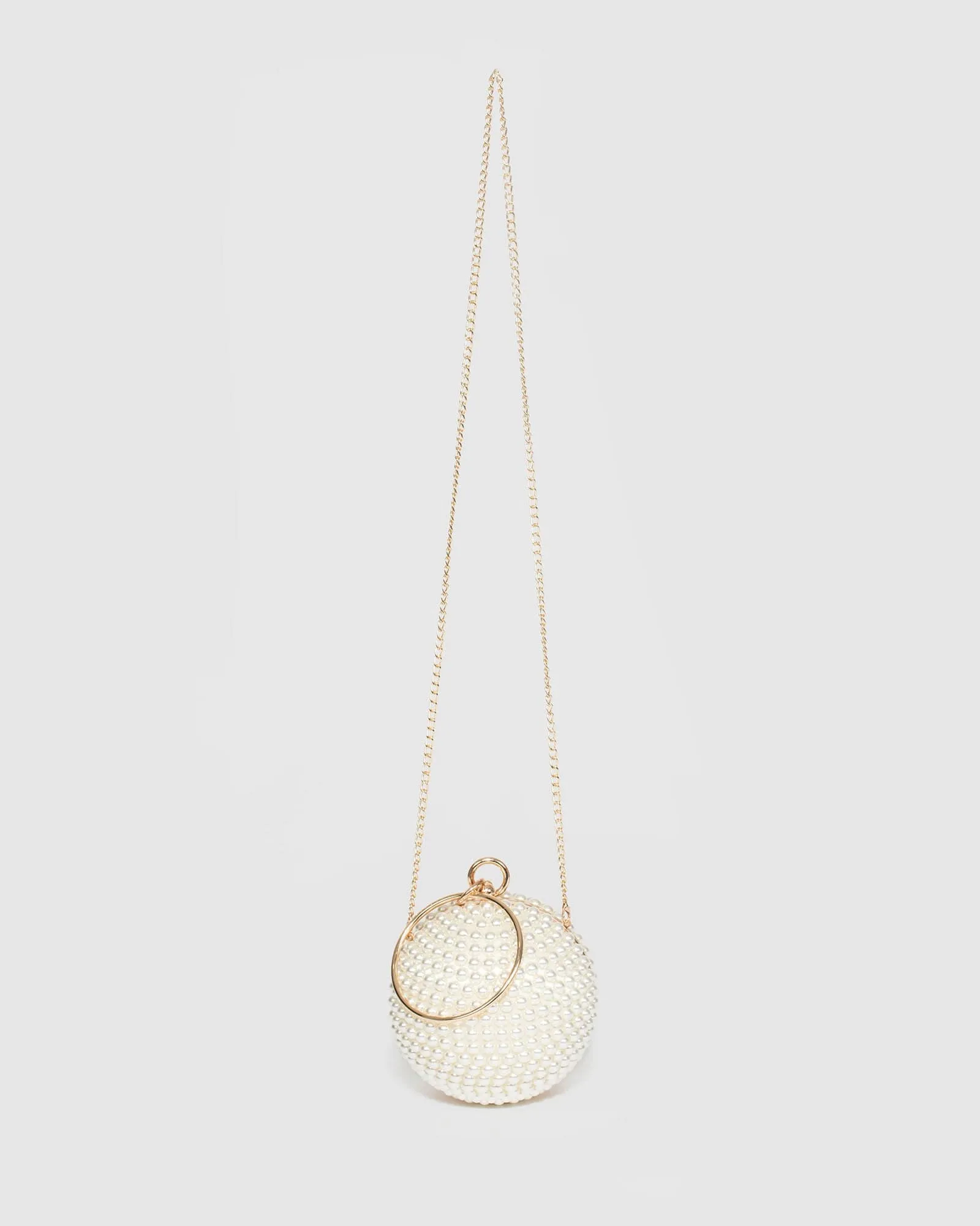 Gold Miley Pearl Round Clutch Bag