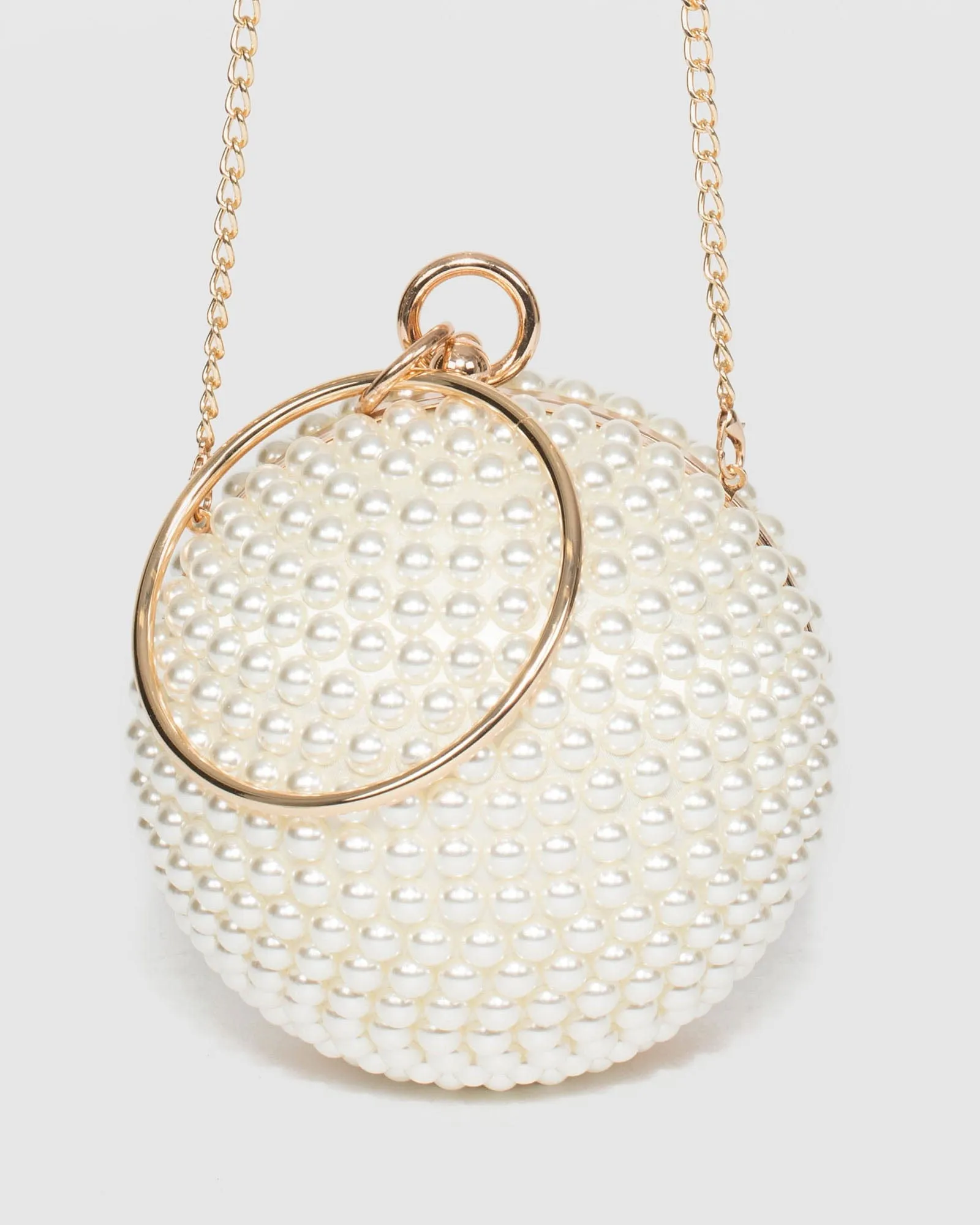 Gold Miley Pearl Round Clutch Bag