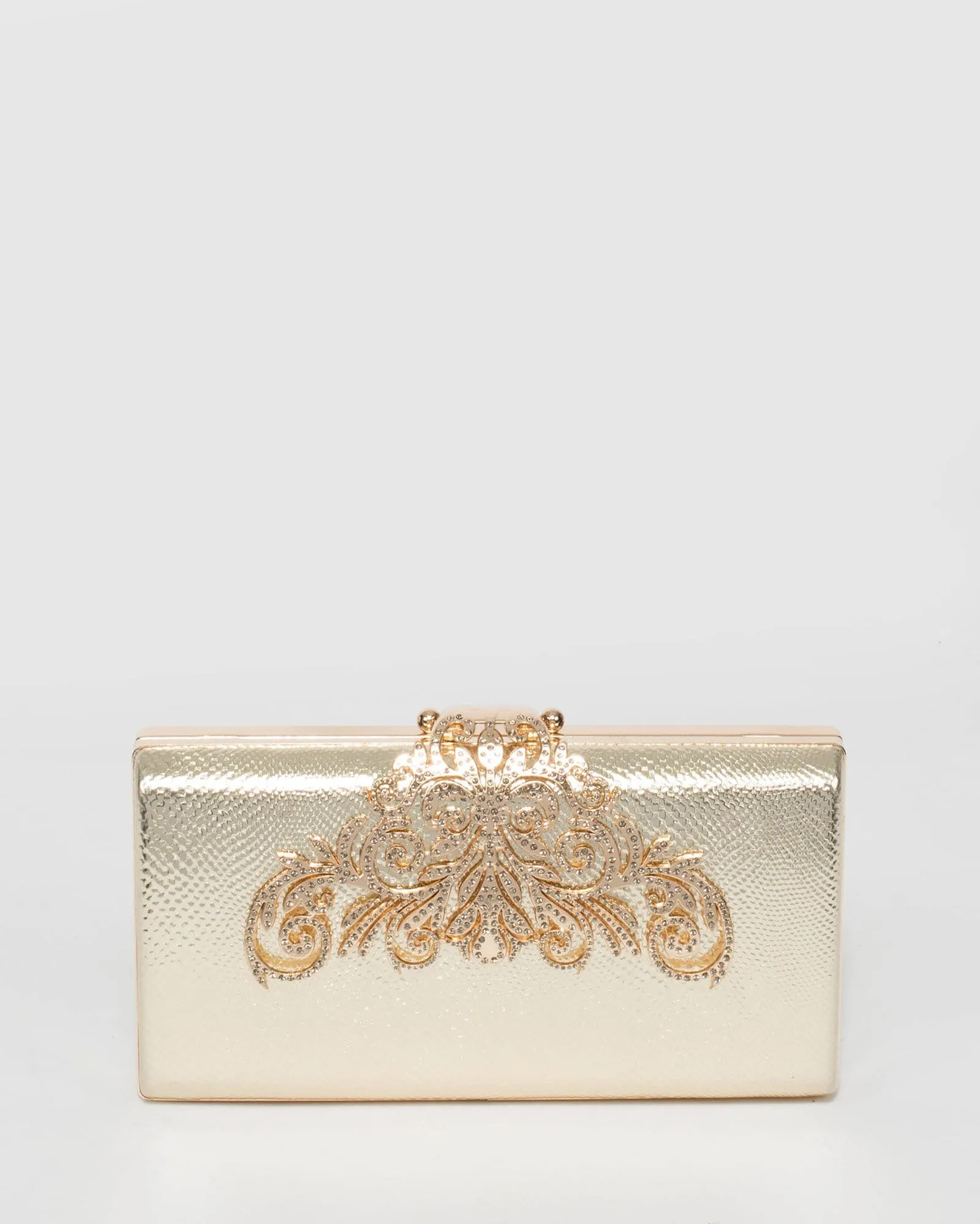 Gold Vicky Clip Clutch Bag