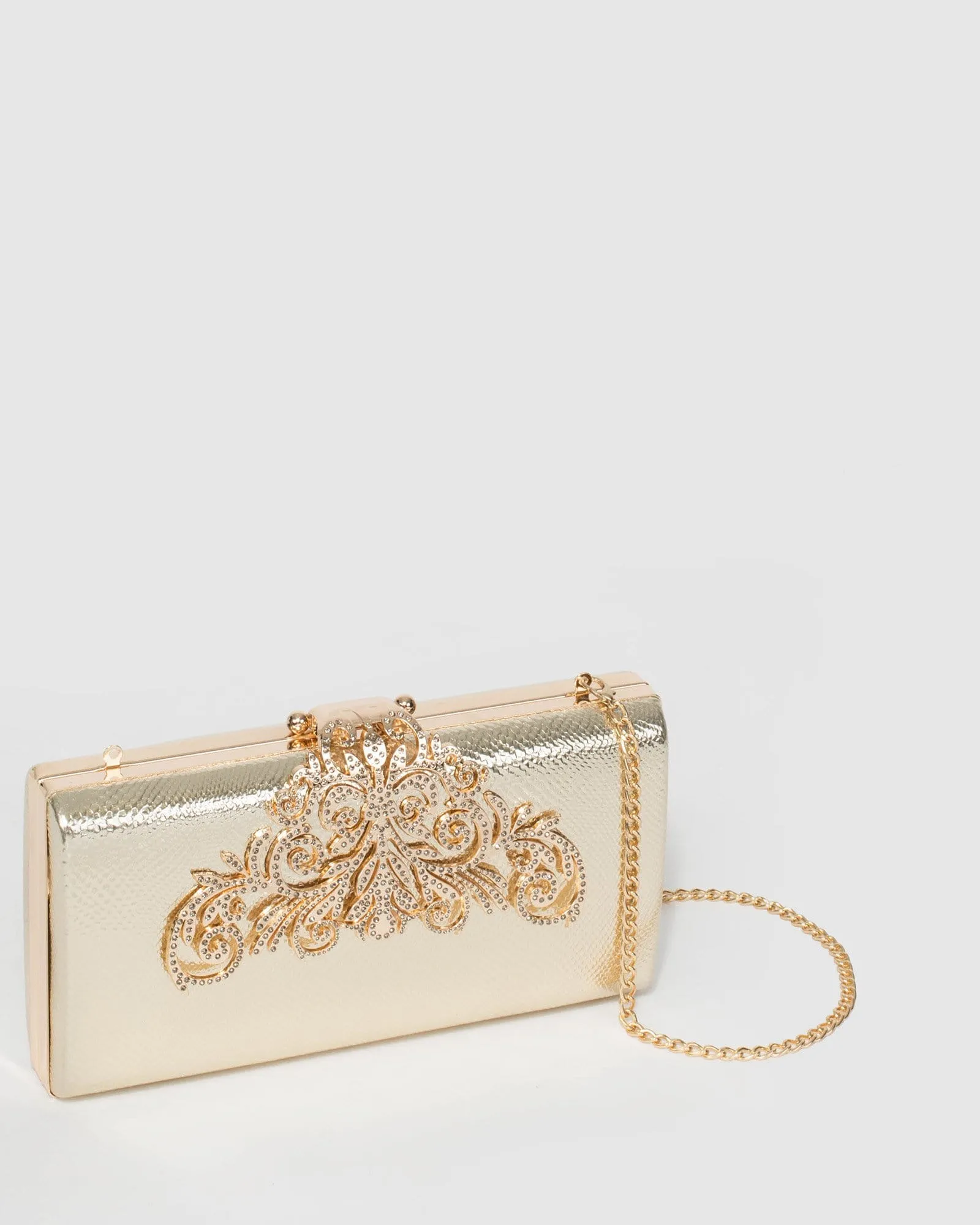 Gold Vicky Clip Clutch Bag