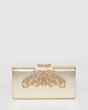 Gold Vicky Clip Clutch Bag