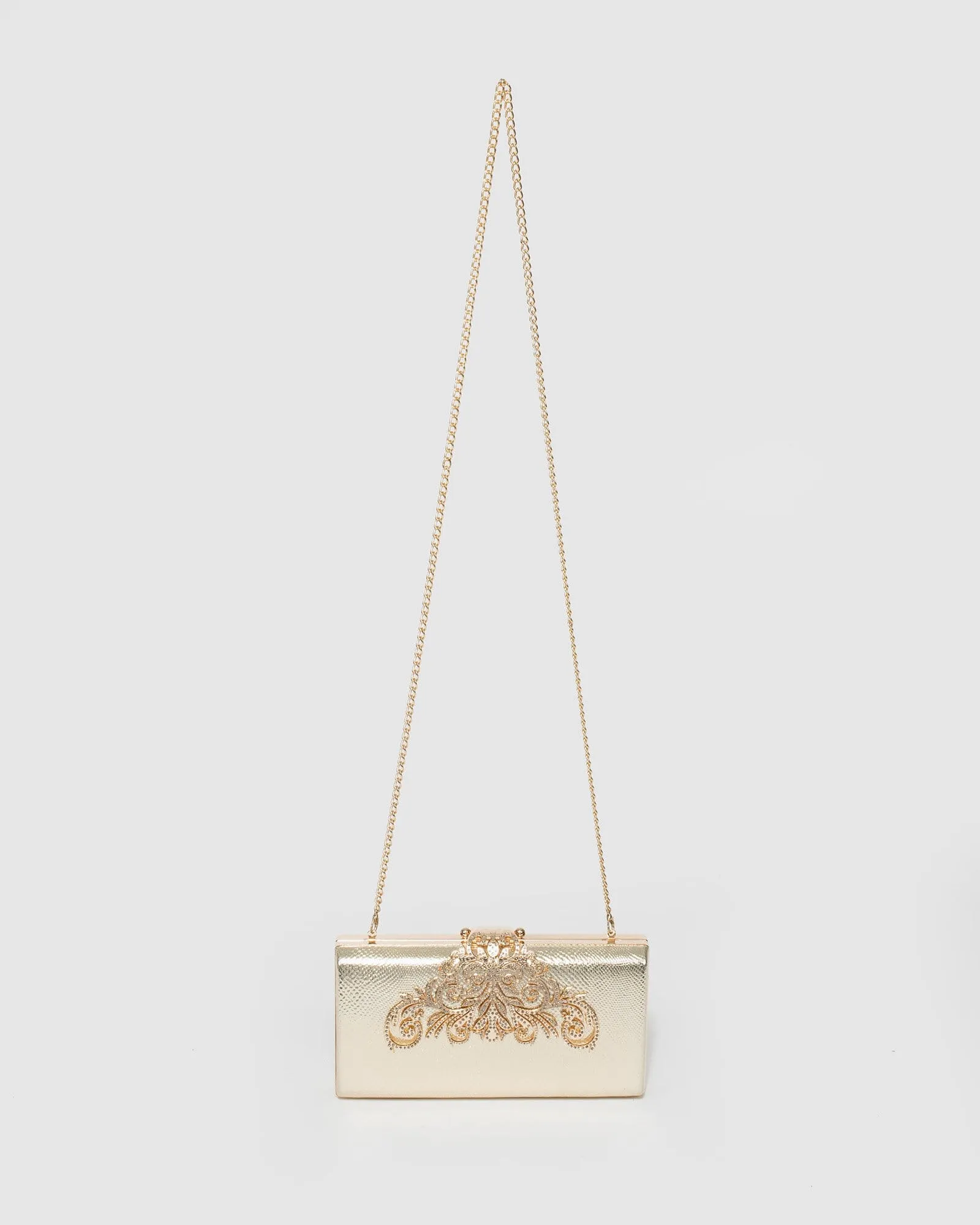 Gold Vicky Clip Clutch Bag