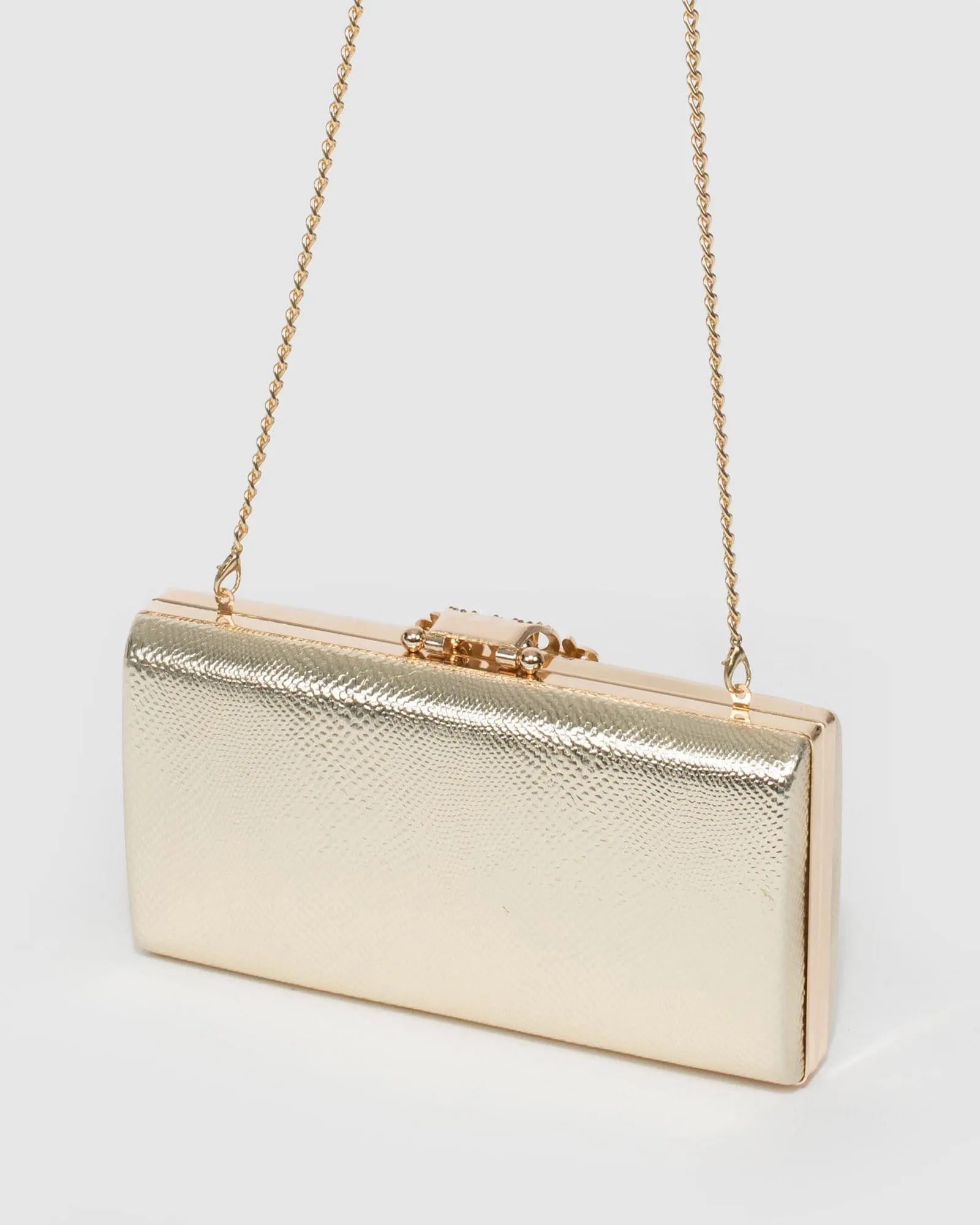 Gold Vicky Clip Clutch Bag