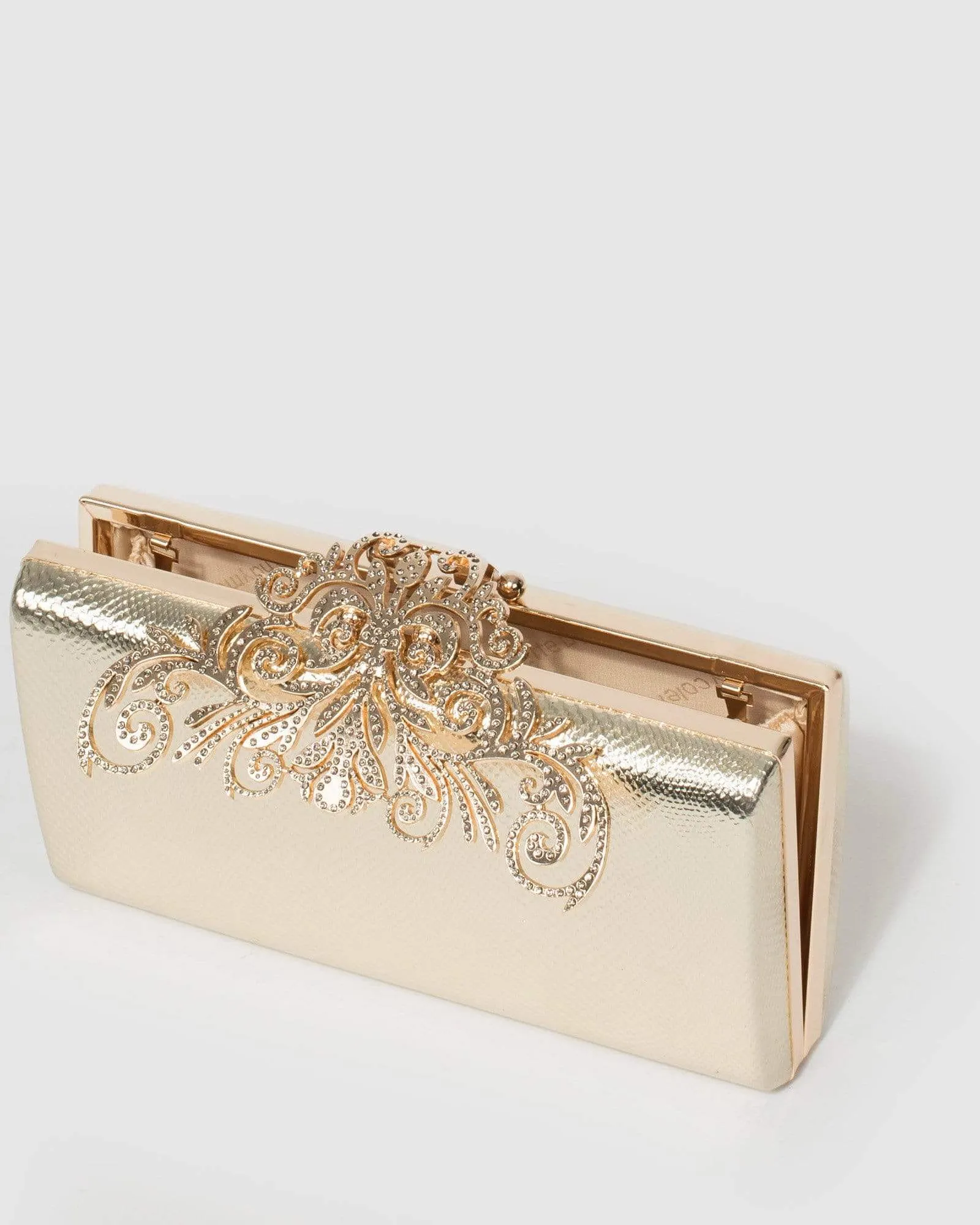 Gold Vicky Clip Clutch Bag