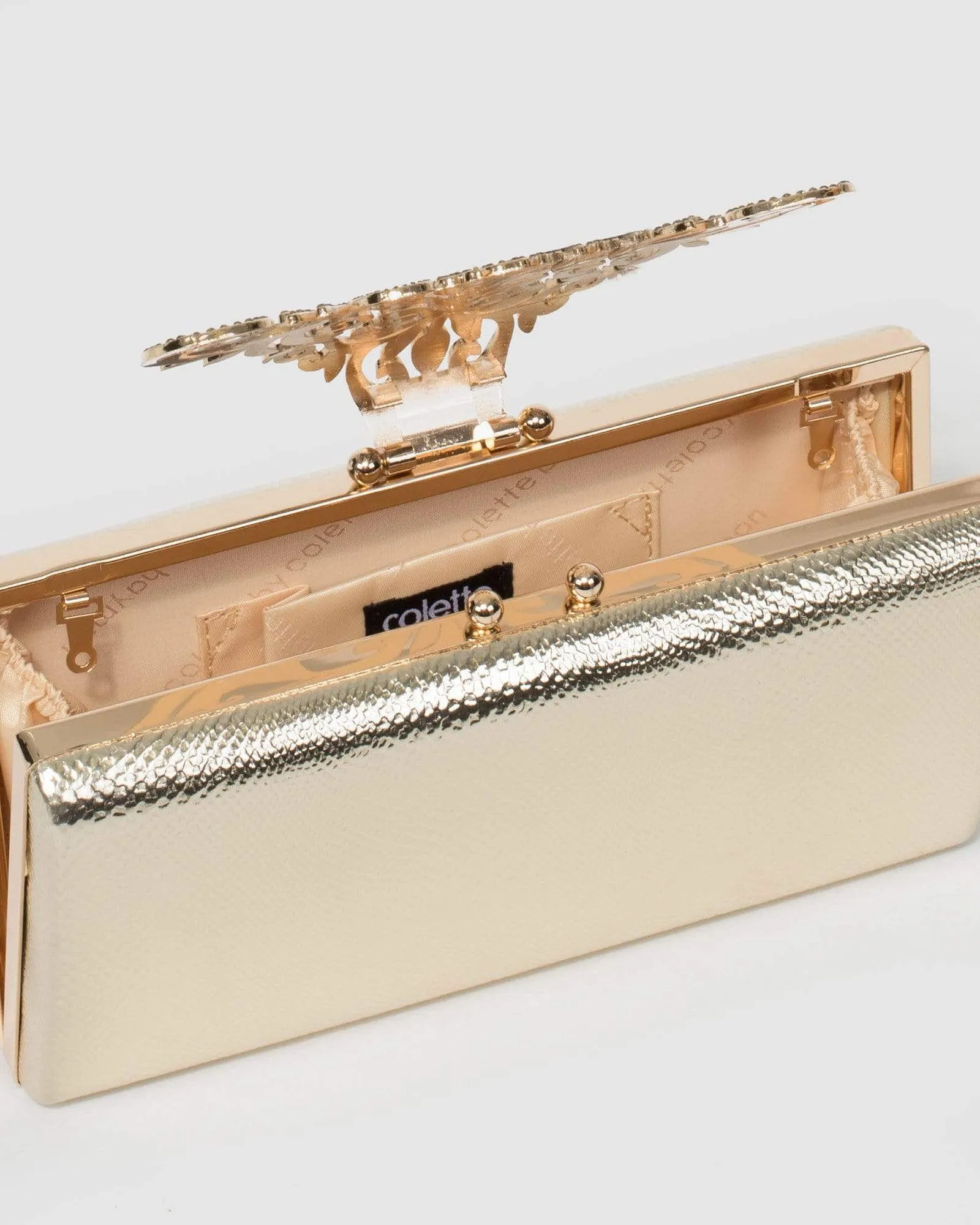 Gold Vicky Clip Clutch Bag