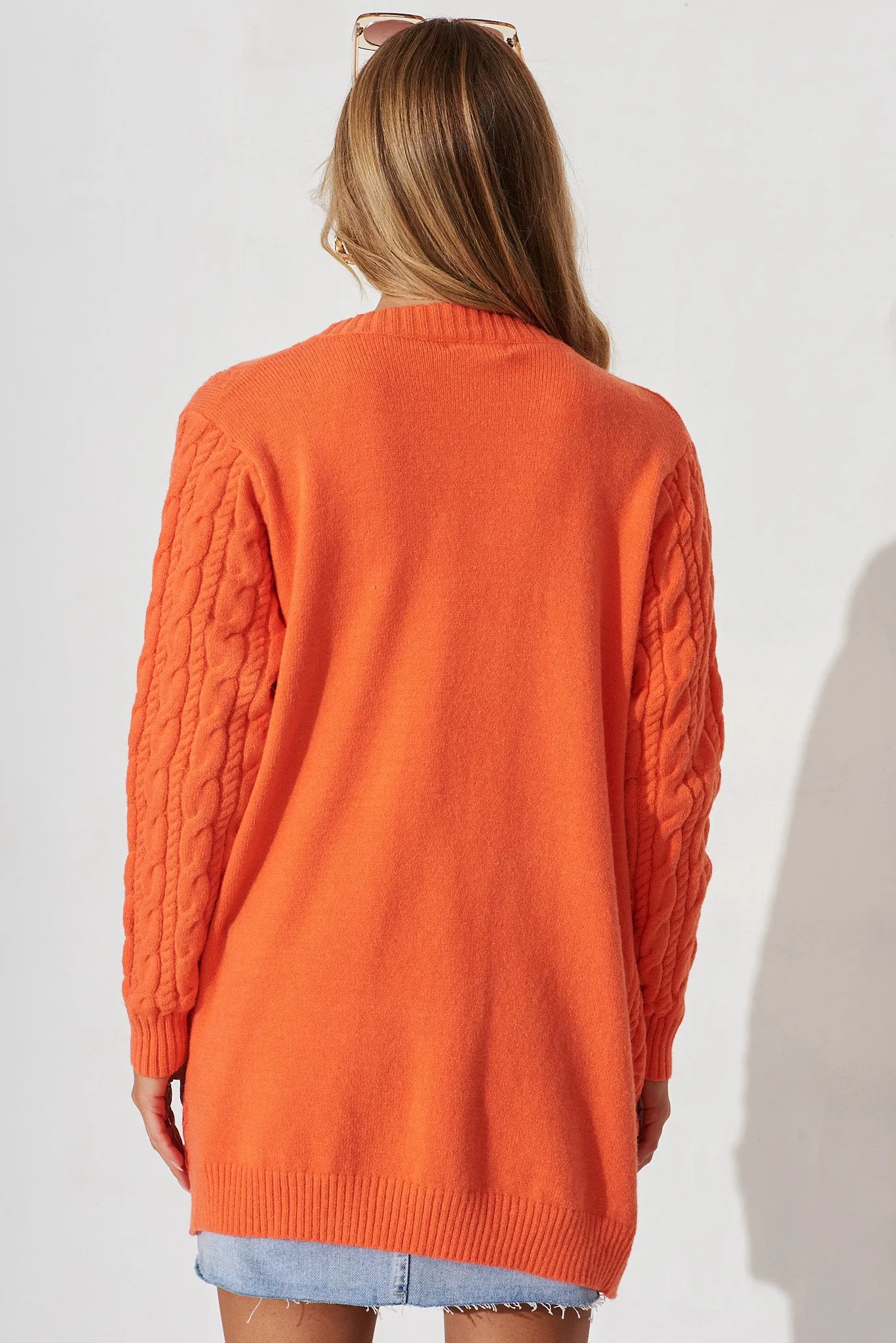 Goldington Knit Cardigan In Tangerine Wool Blend