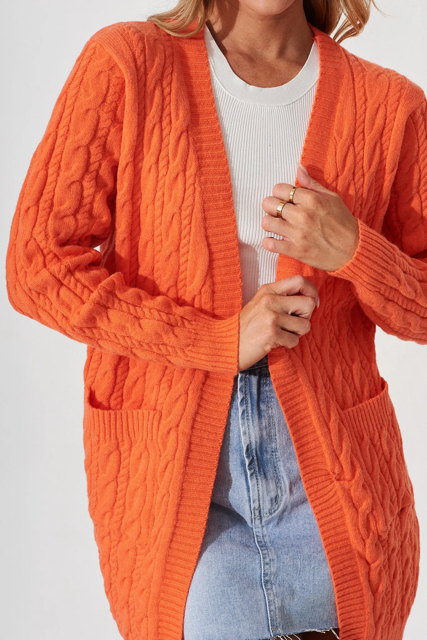 Goldington Knit Cardigan In Tangerine Wool Blend