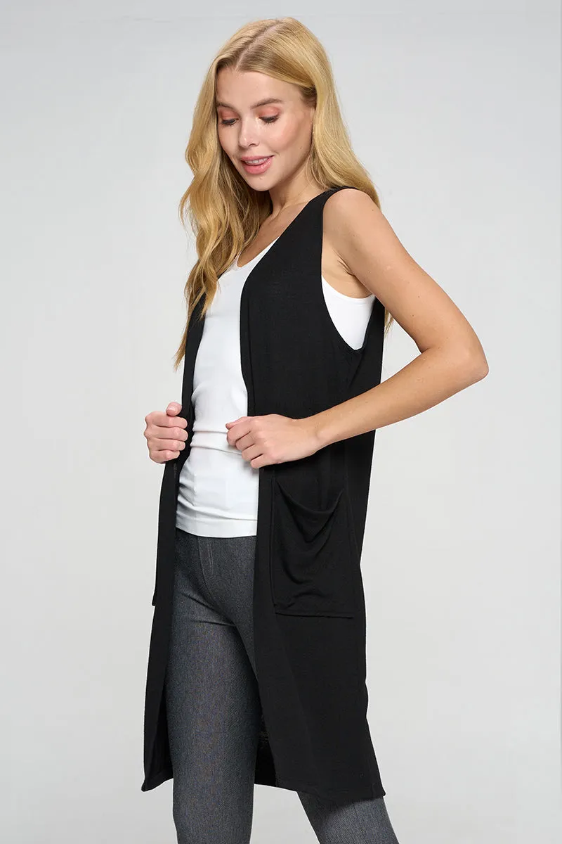 Heather Knit Open Front Cardigan Vest