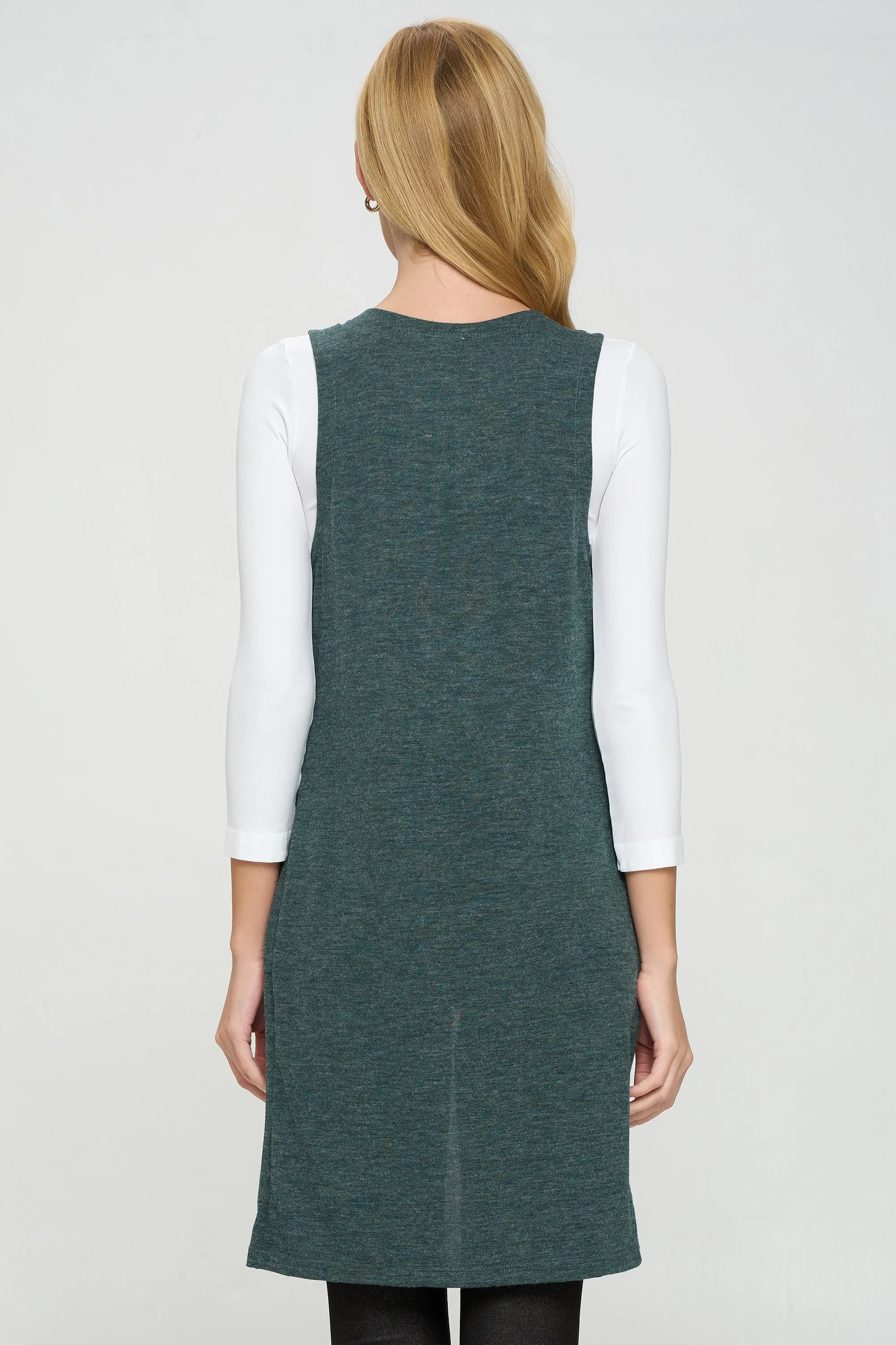 Heather Knit Open Front Cardigan Vest