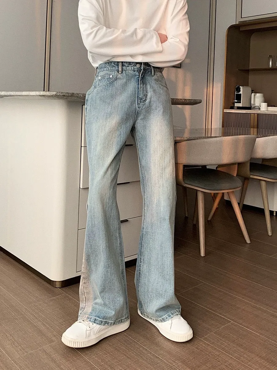 Hualun spring light-colored straight jeans for boys with slightly flared loose straight pants ins trendy brand versatile men's p