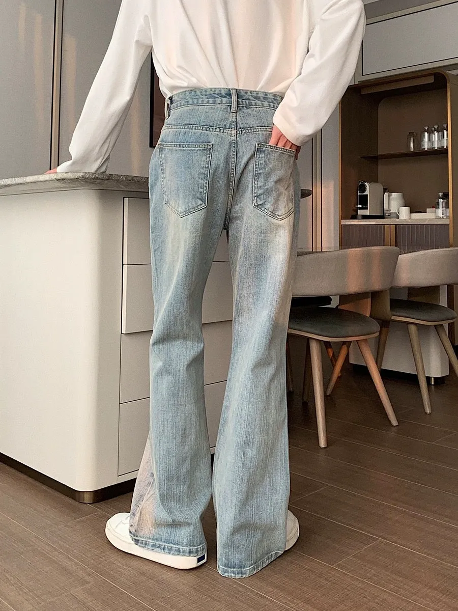 Hualun spring light-colored straight jeans for boys with slightly flared loose straight pants ins trendy brand versatile men's p