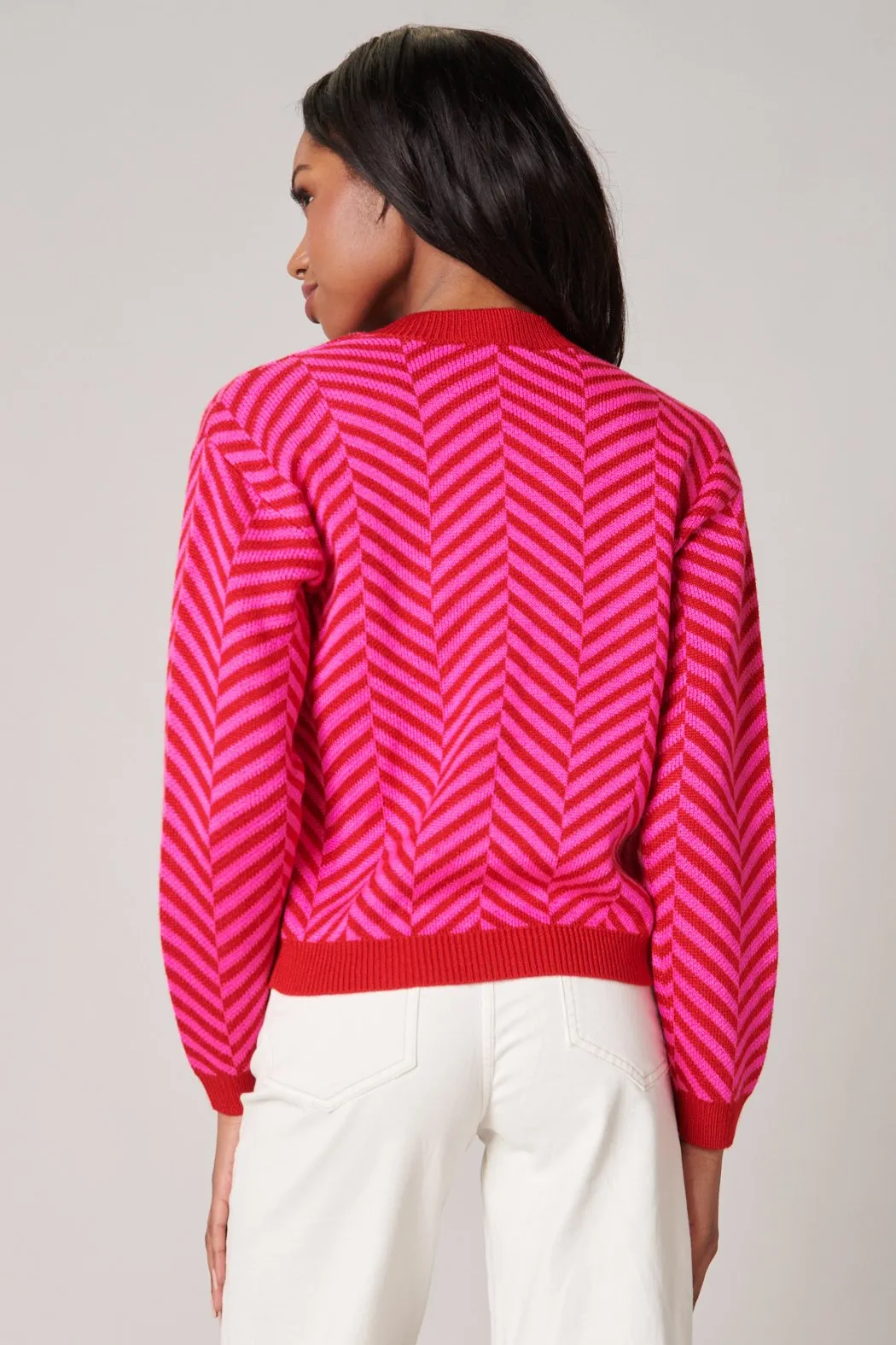 I Want Candy Button Front Chevron Cardigan