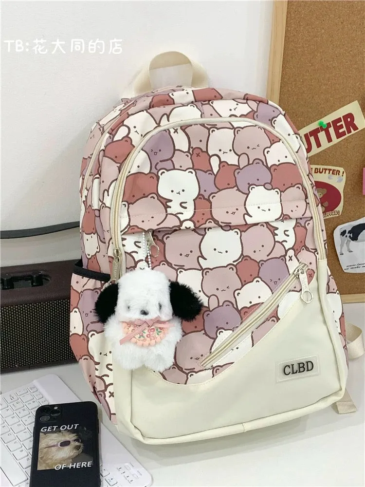 Japanese style ins graffiti schoolbag female high school student junior high school student large capacity cartoon backpack fore