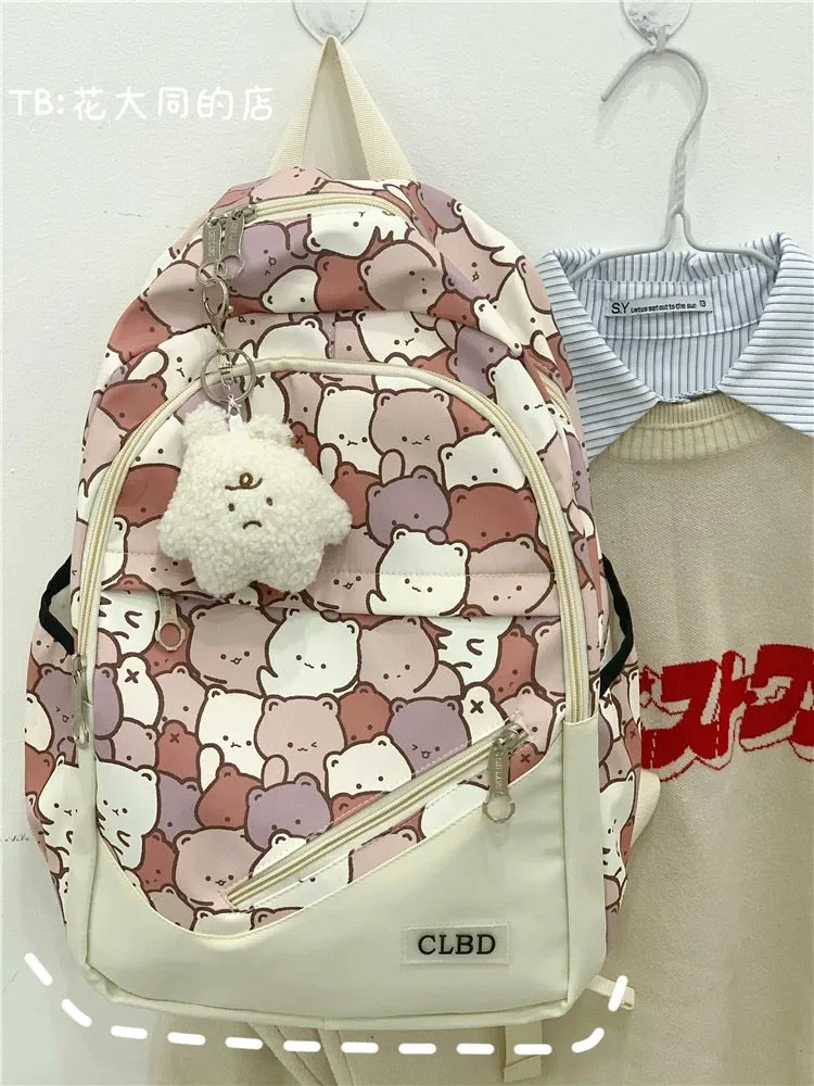 Japanese style ins graffiti schoolbag female high school student junior high school student large capacity cartoon backpack fore