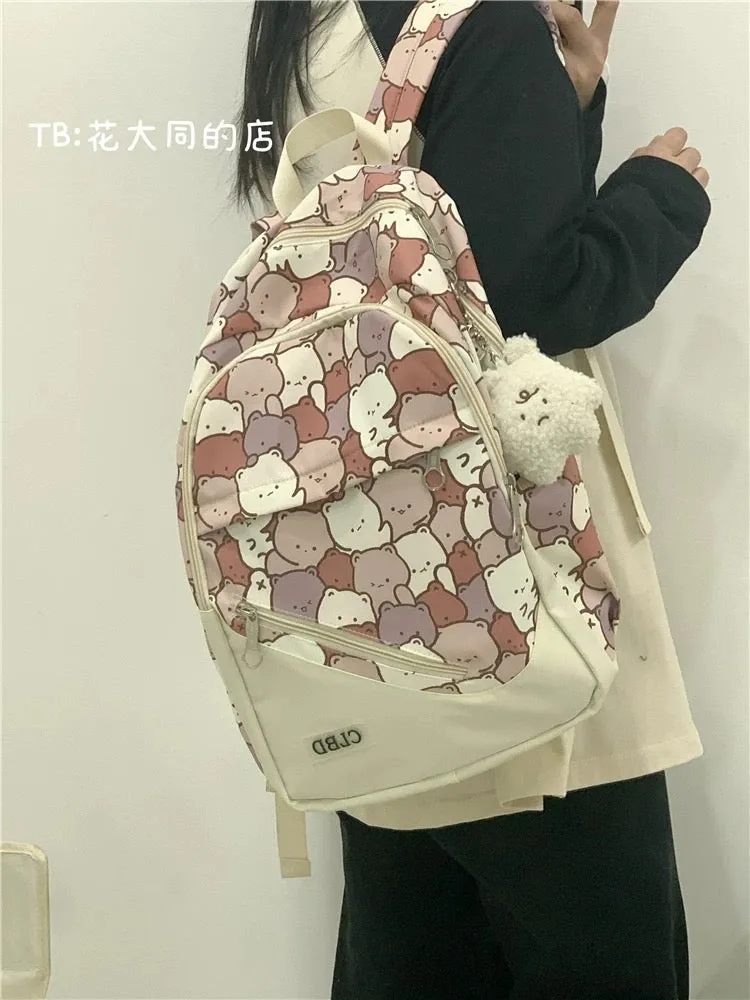 Japanese style ins graffiti schoolbag female high school student junior high school student large capacity cartoon backpack fore