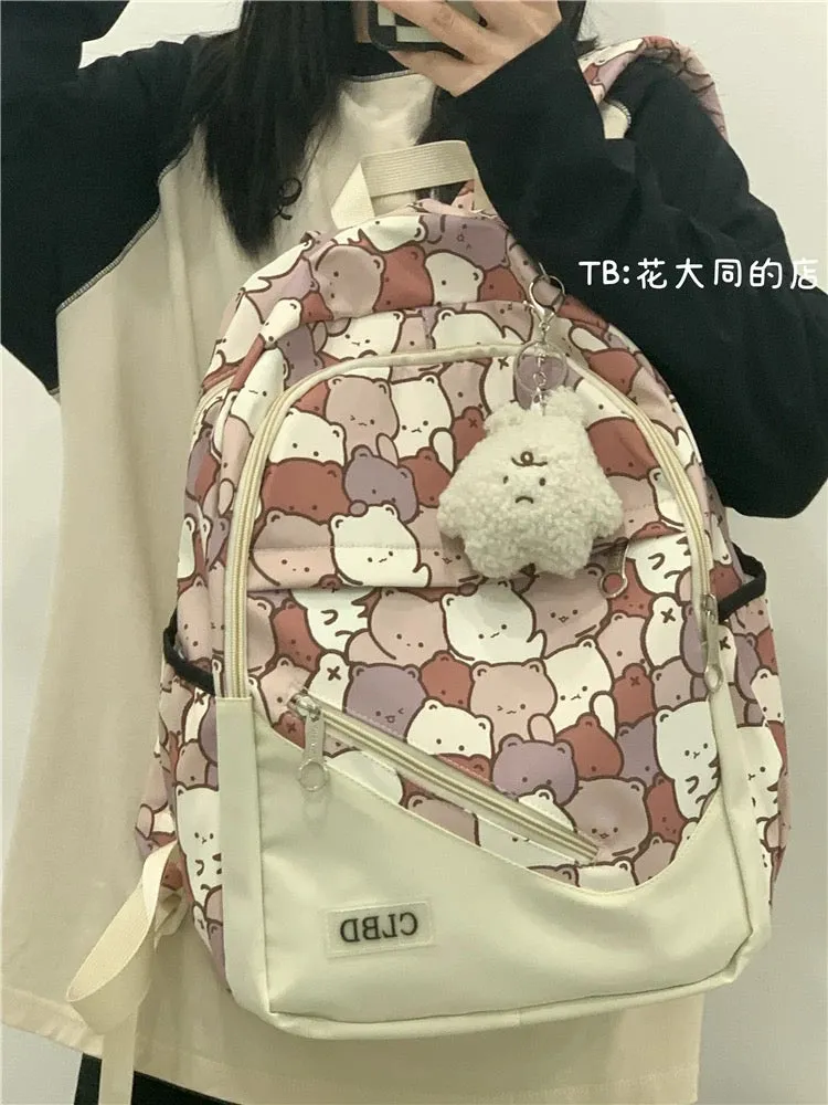 Japanese style ins graffiti schoolbag female high school student junior high school student large capacity cartoon backpack fore