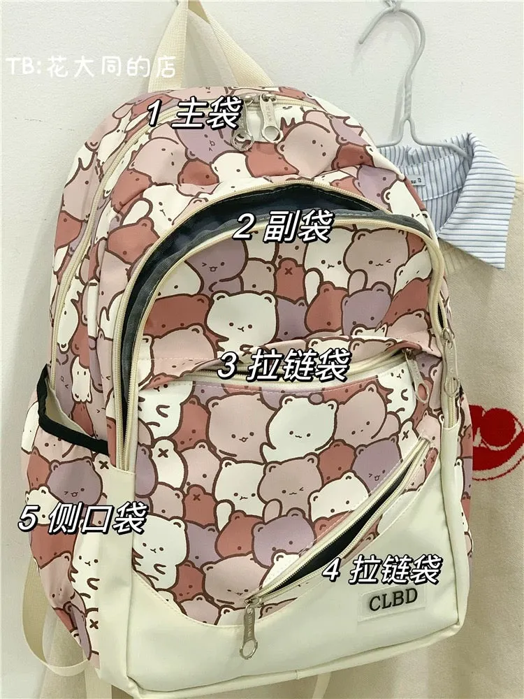 Japanese style ins graffiti schoolbag female high school student junior high school student large capacity cartoon backpack fore