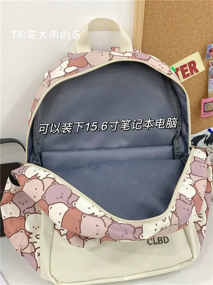 Japanese style ins graffiti schoolbag female high school student junior high school student large capacity cartoon backpack fore