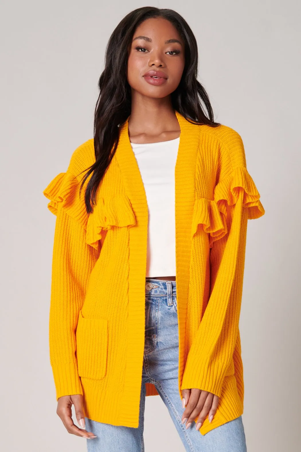 Jolie Ruffle Open Front Cardigan