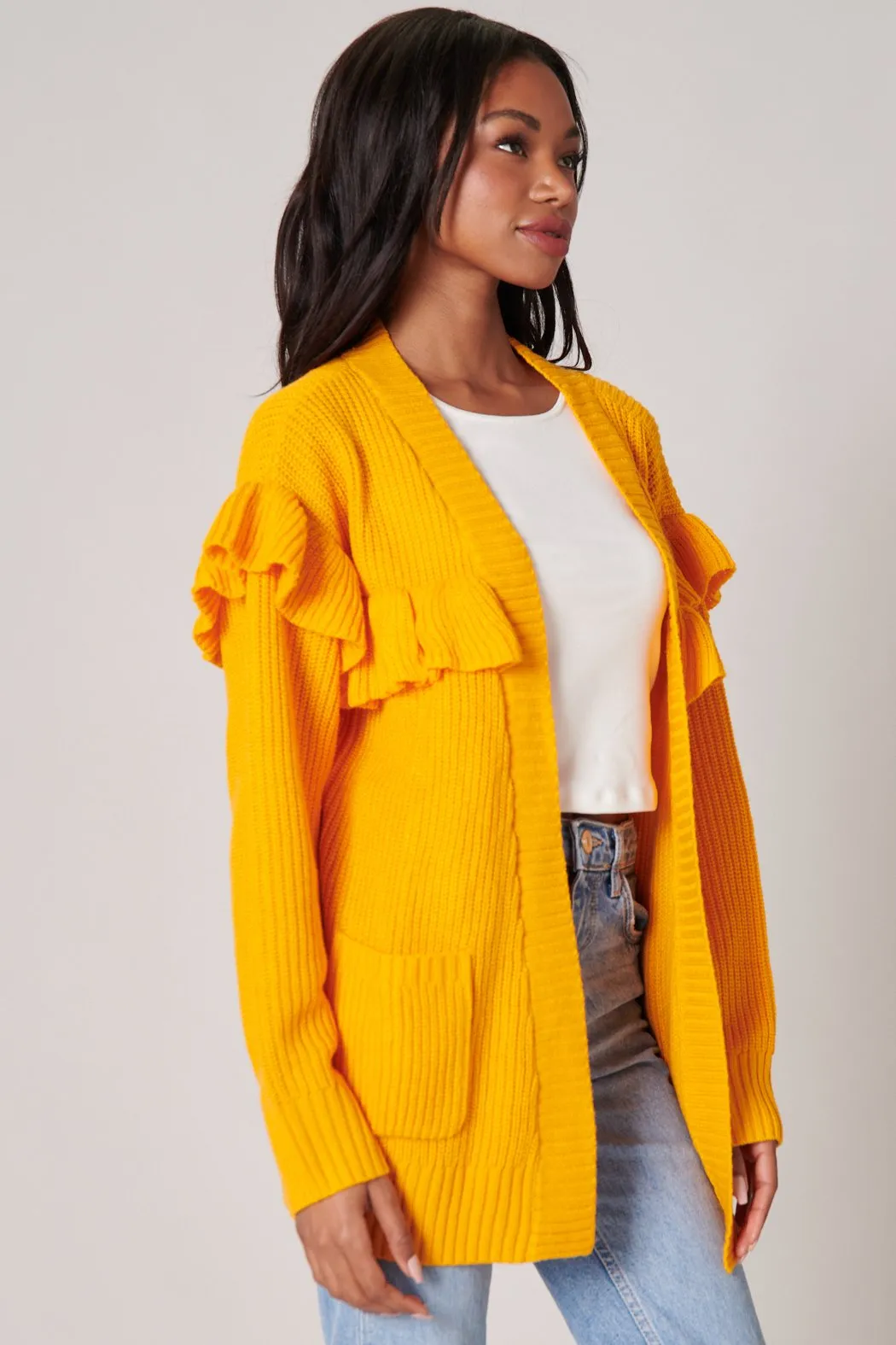 Jolie Ruffle Open Front Cardigan