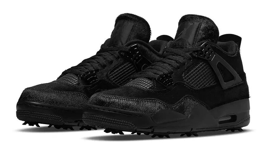 JORDAN 4 RETRO GOLF BLACK CAT PONY HAIR