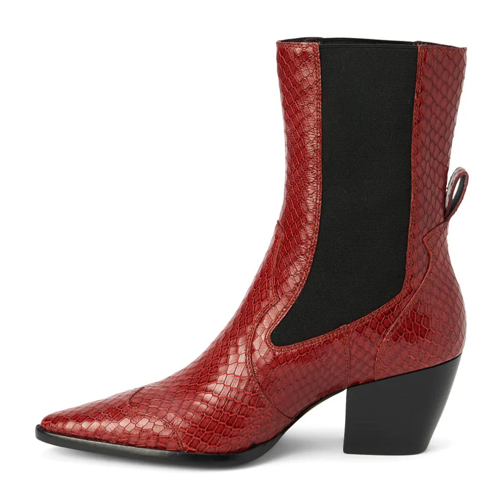 Keith Snake Pointed Toe Chelsea Boots