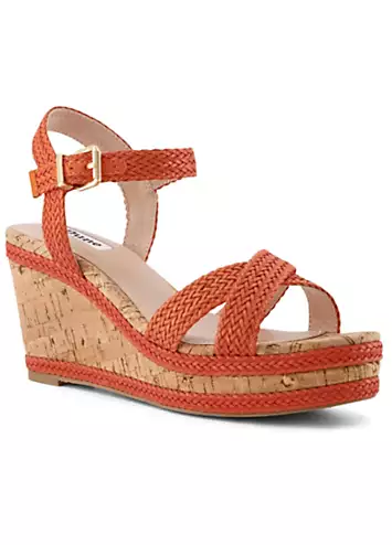 Kelisa Orange Braided Wedge Sandals by Dune London | Look Again