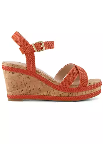 Kelisa Orange Braided Wedge Sandals by Dune London | Look Again