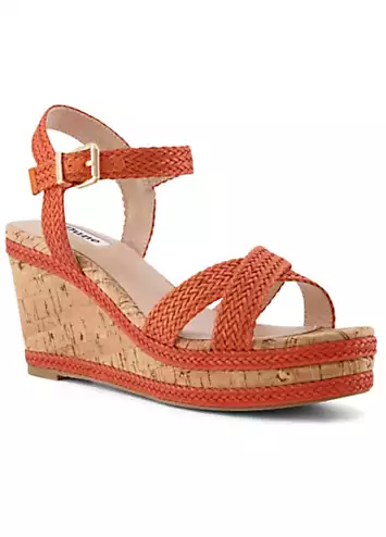 Kelisa Orange Braided Wedge Sandals by Dune London | Look Again