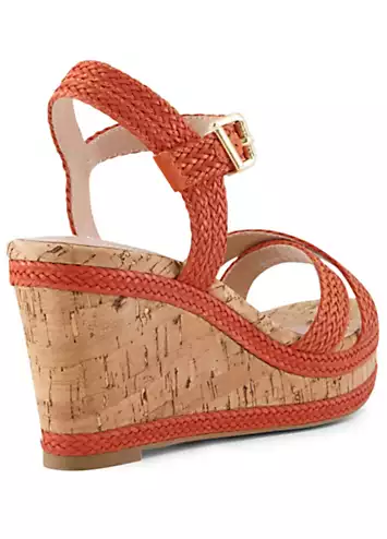 Kelisa Orange Braided Wedge Sandals by Dune London | Look Again