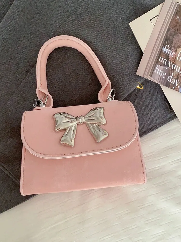 Korean bow mini bag for women 2024 new trendy shoulder crossbody bag high-end versatile chain handbag