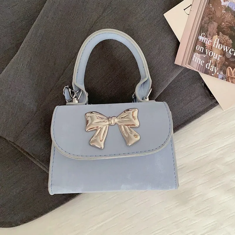 Korean bow mini bag for women 2024 new trendy shoulder crossbody bag high-end versatile chain handbag