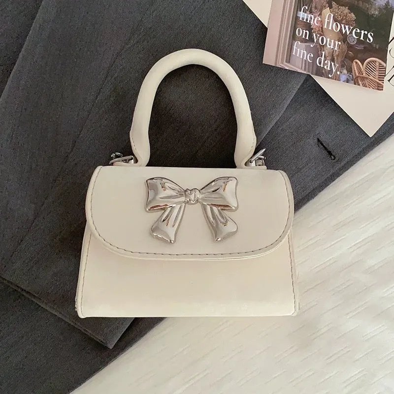 Korean bow mini bag for women 2024 new trendy shoulder crossbody bag high-end versatile chain handbag