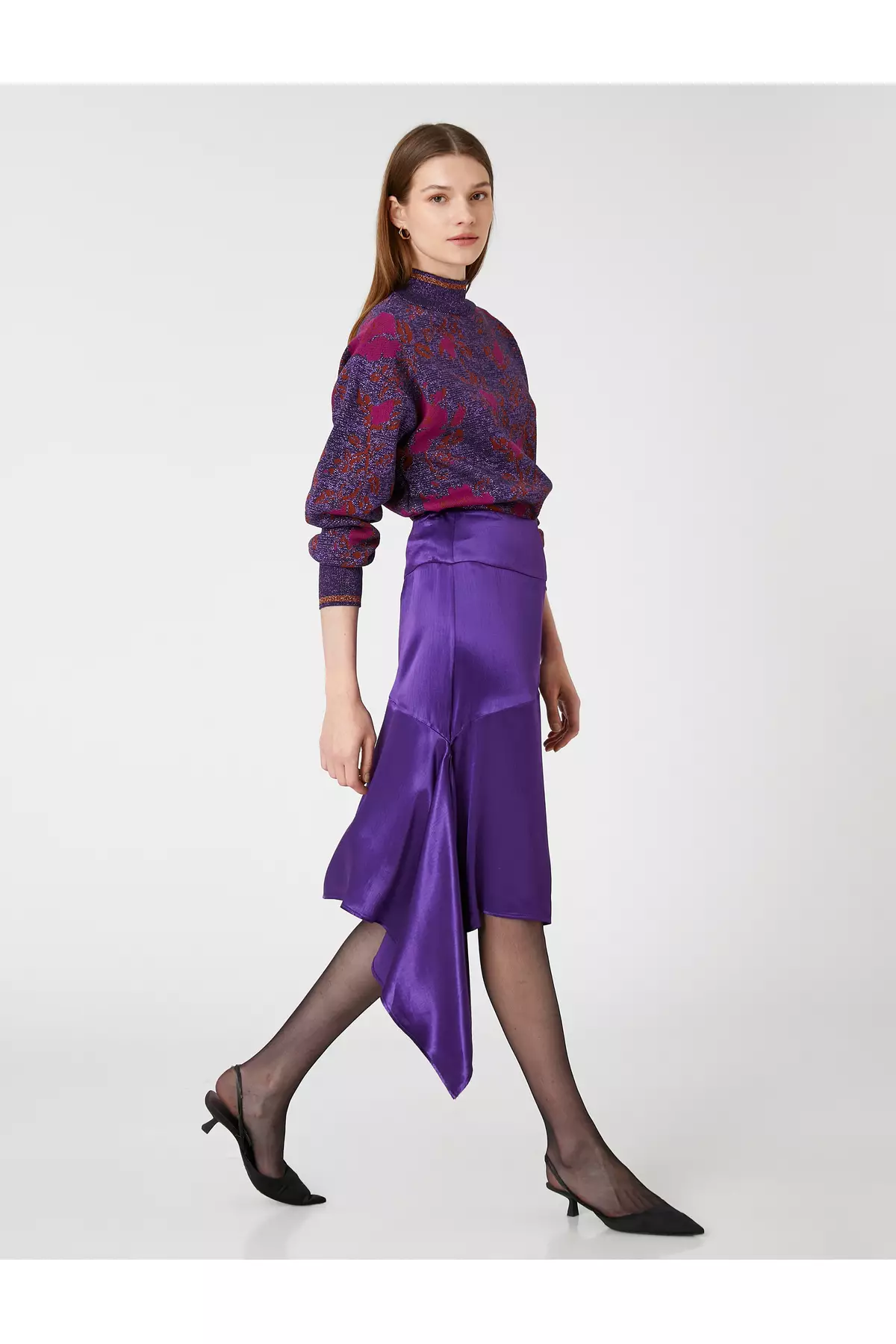 KOTON Asymmetrical Satin Skirt