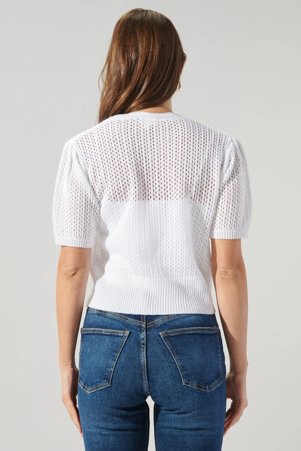 Leighton Short Sleeve Crochet Knit Cardigan